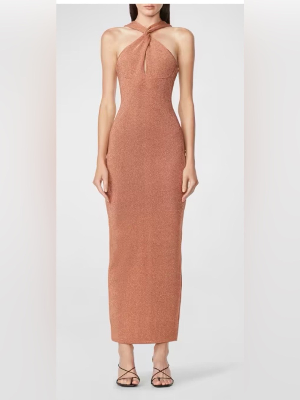 Hervé Léger Metallic Twisted Halter Gown  NWT